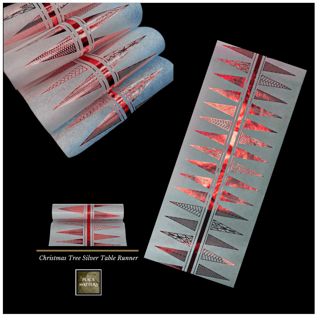 Christmas Table Runners (Silver Funky Xmas Tree Design) - Place Matters