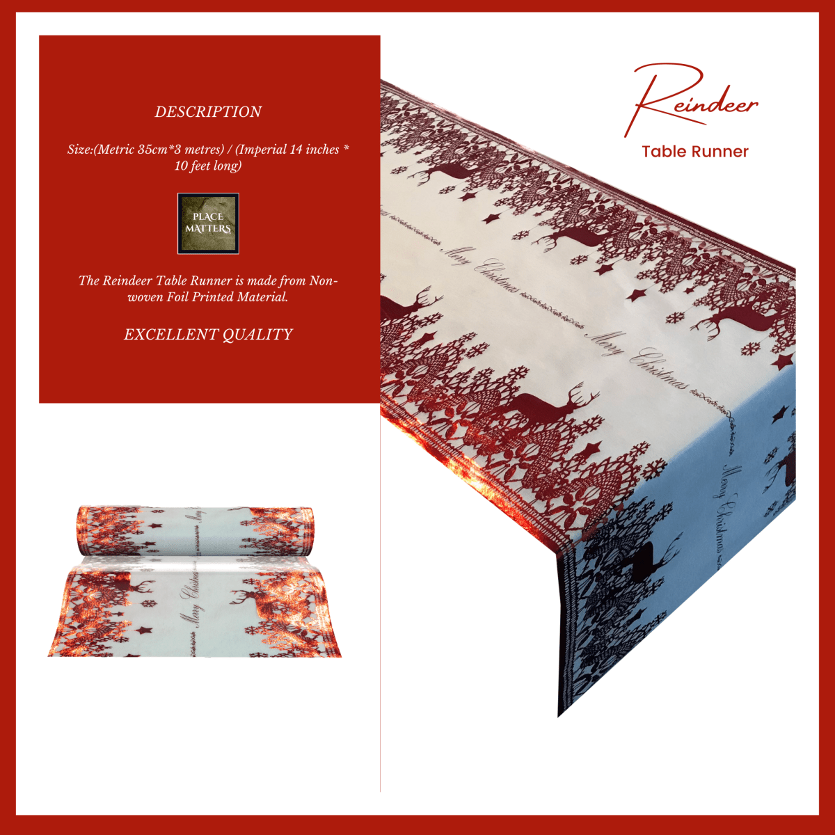 Red Christmas Table Setting Pack for 10 — Anni Xmas + Runner - Place Matters