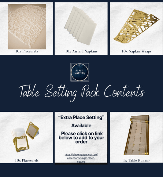 Gold Anniversary Table Setting pack - Place MattersTable Setting Packs with Table Runner