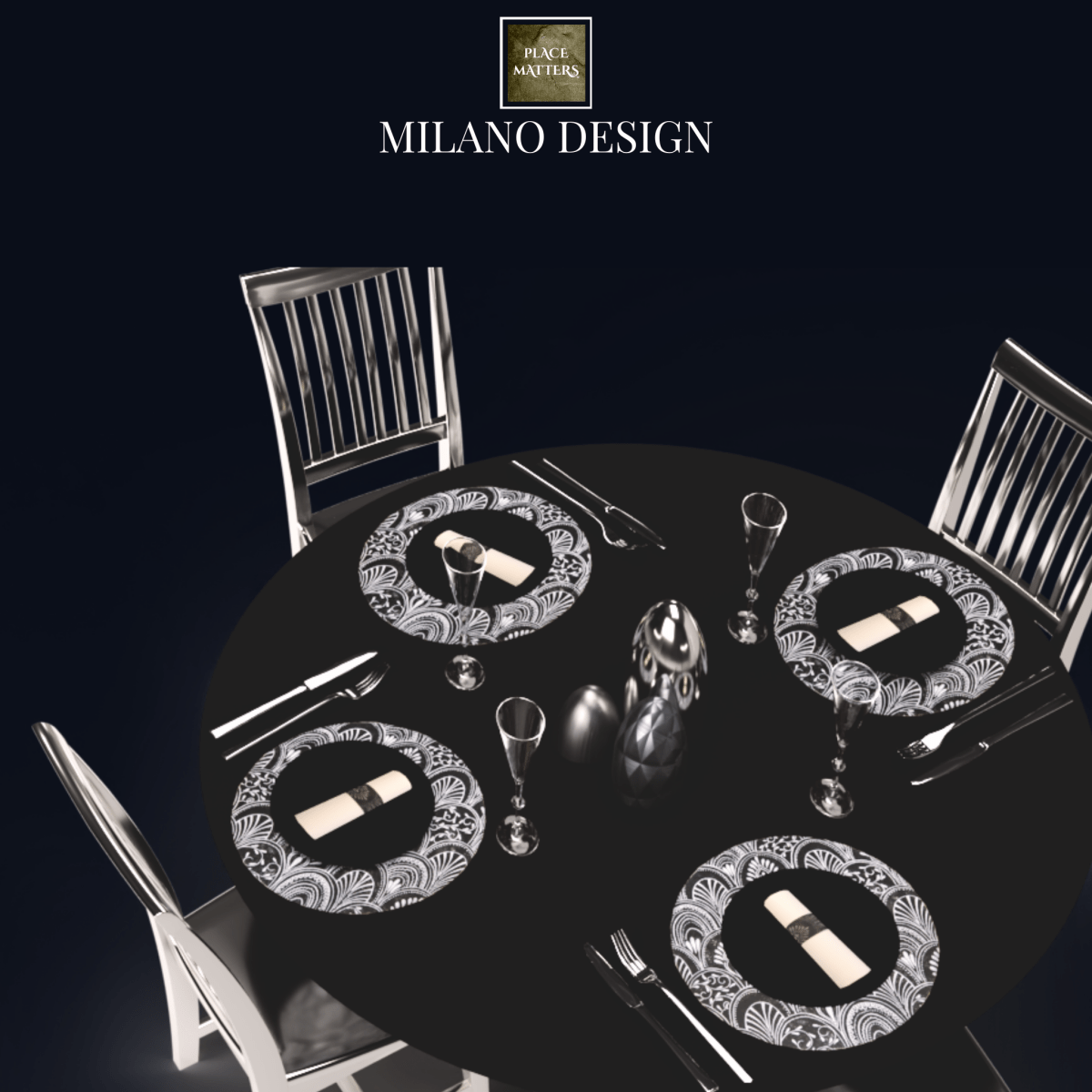 Milano Design Round Placemats – Black | Place Matters (Pack of 20) - Place Matters