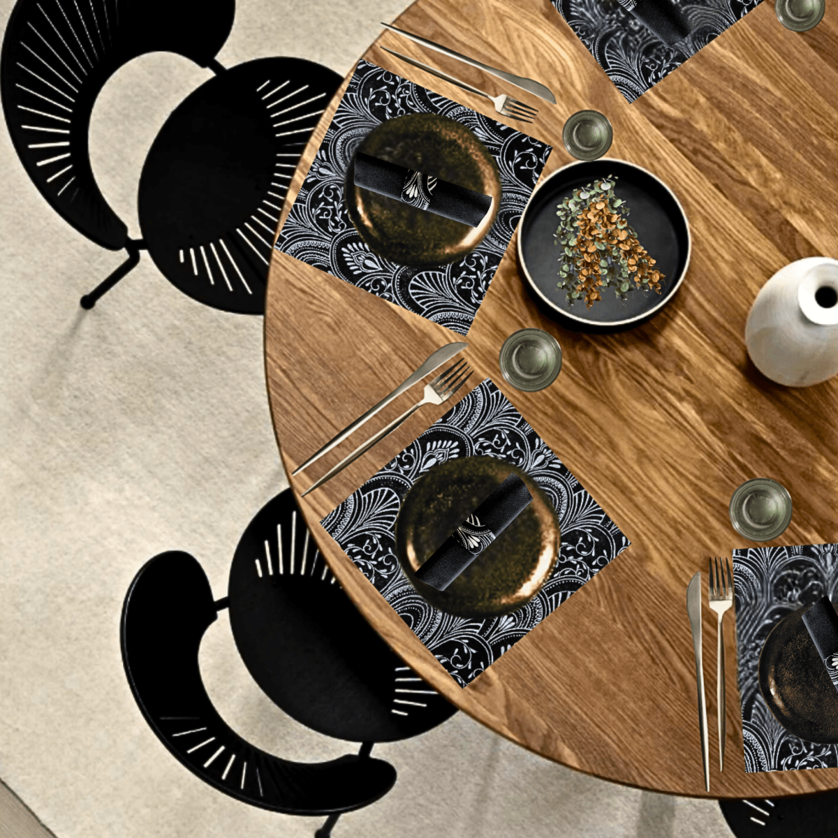 Black Table Setting Pack for 10 — Milano Design - Place Matters