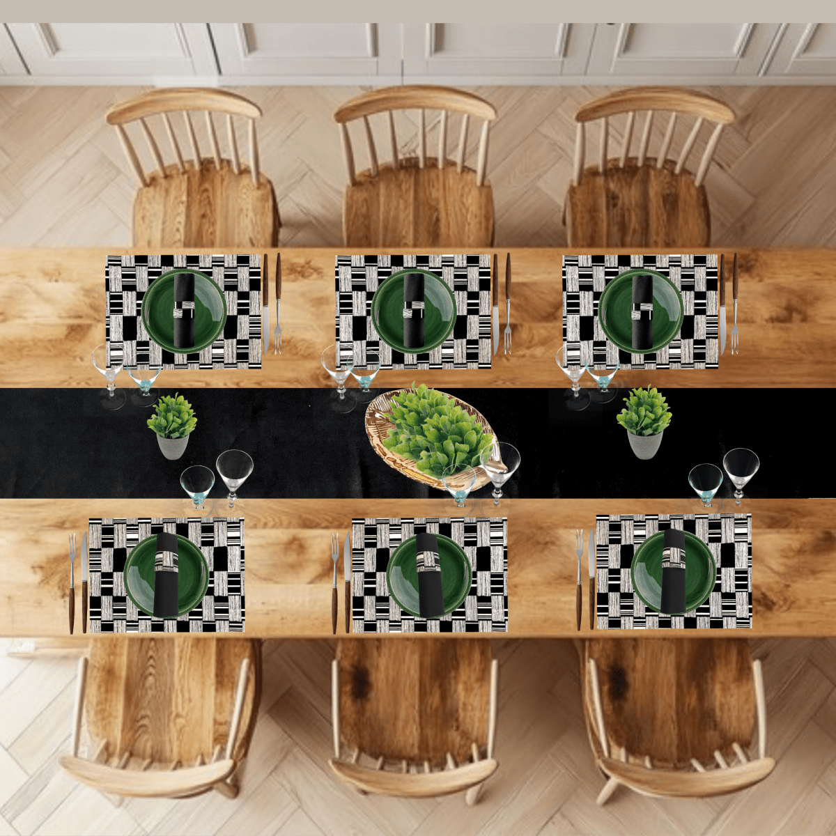 Black Table Setting Pack for 10 — + Table Runner - Place Matters