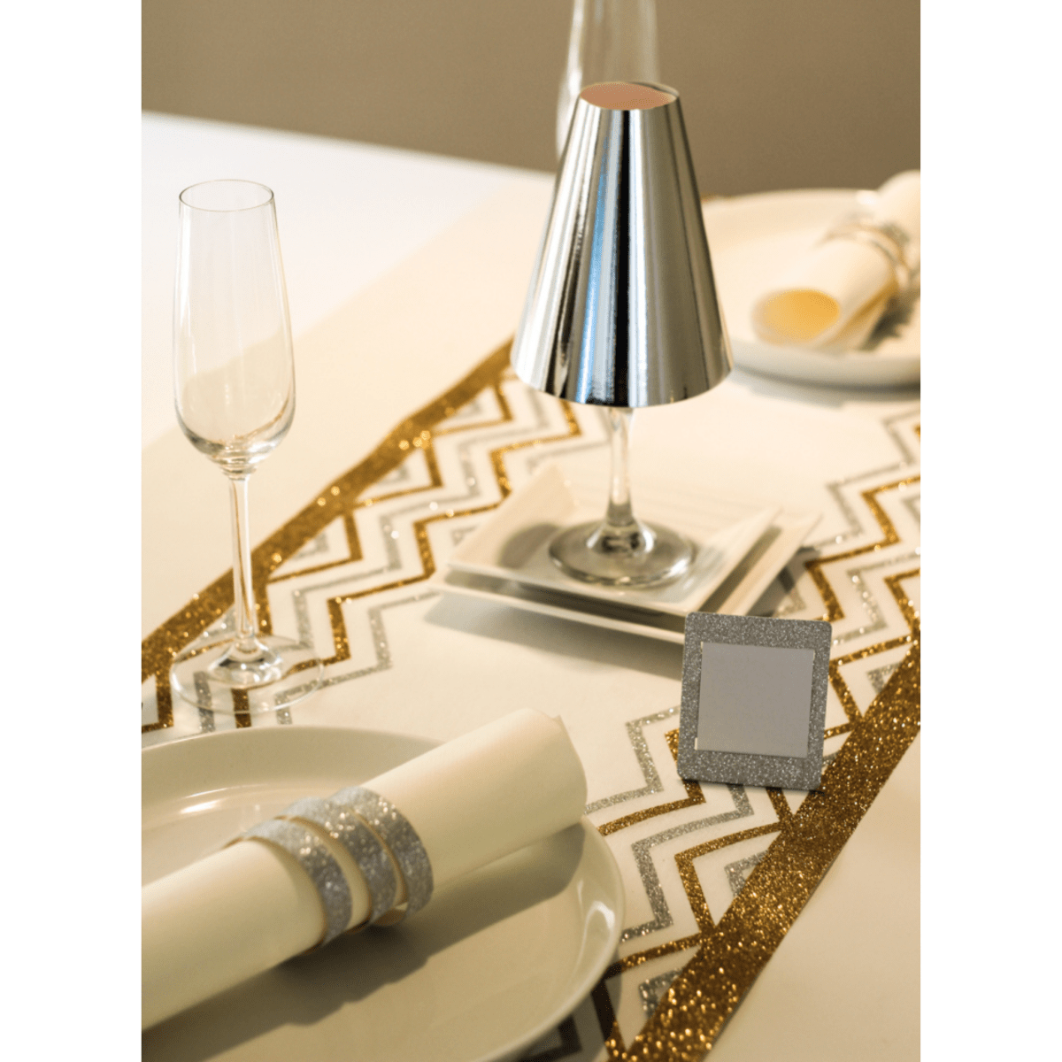 Chevron Glitter Table Runners - Gold & Silver Stripe - Place MattersTable Runners