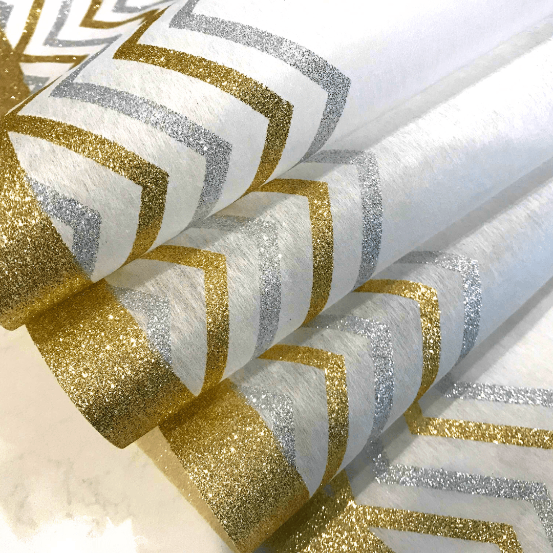 Chevron Glitter Table Runners - Gold & Silver Stripe - Place MattersTable Runners