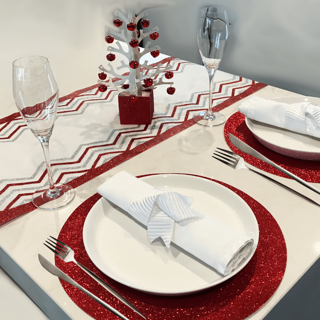 Chevron Glitter Table Runners - Add a Touch of Elegance to Your Table Setting - Place Matters