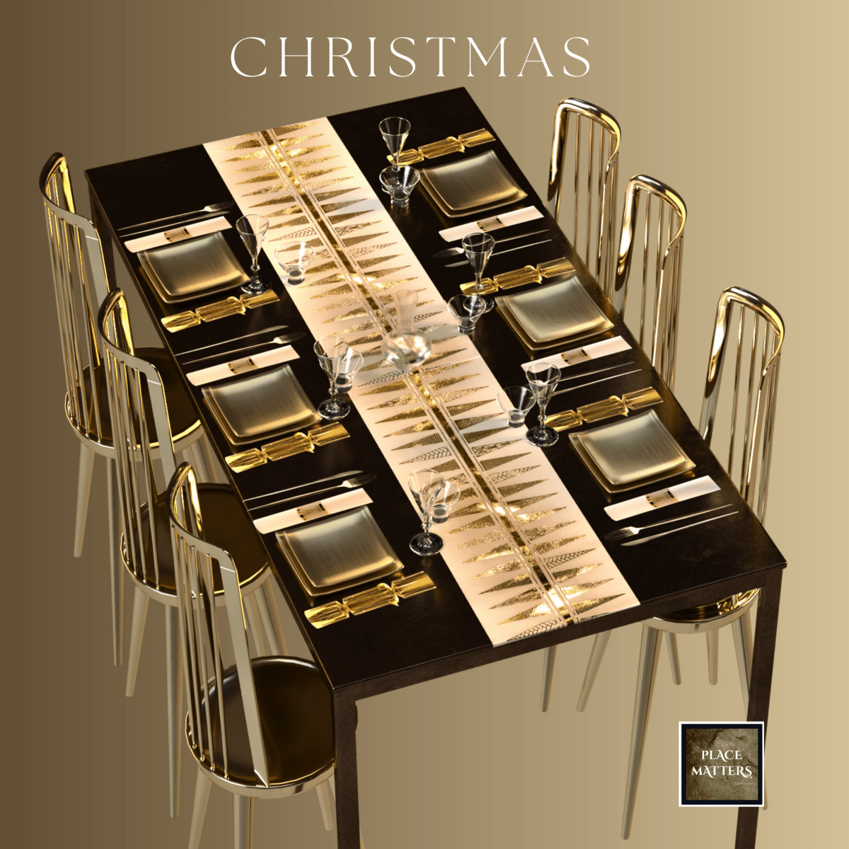 Christmas Table Runners (Silver Funky Xmas Tree Design) - Place Matters