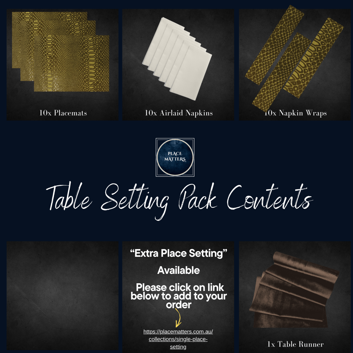 Masculine Table Setting Party Pack - Place MattersTable Setting Packs with Table Runner