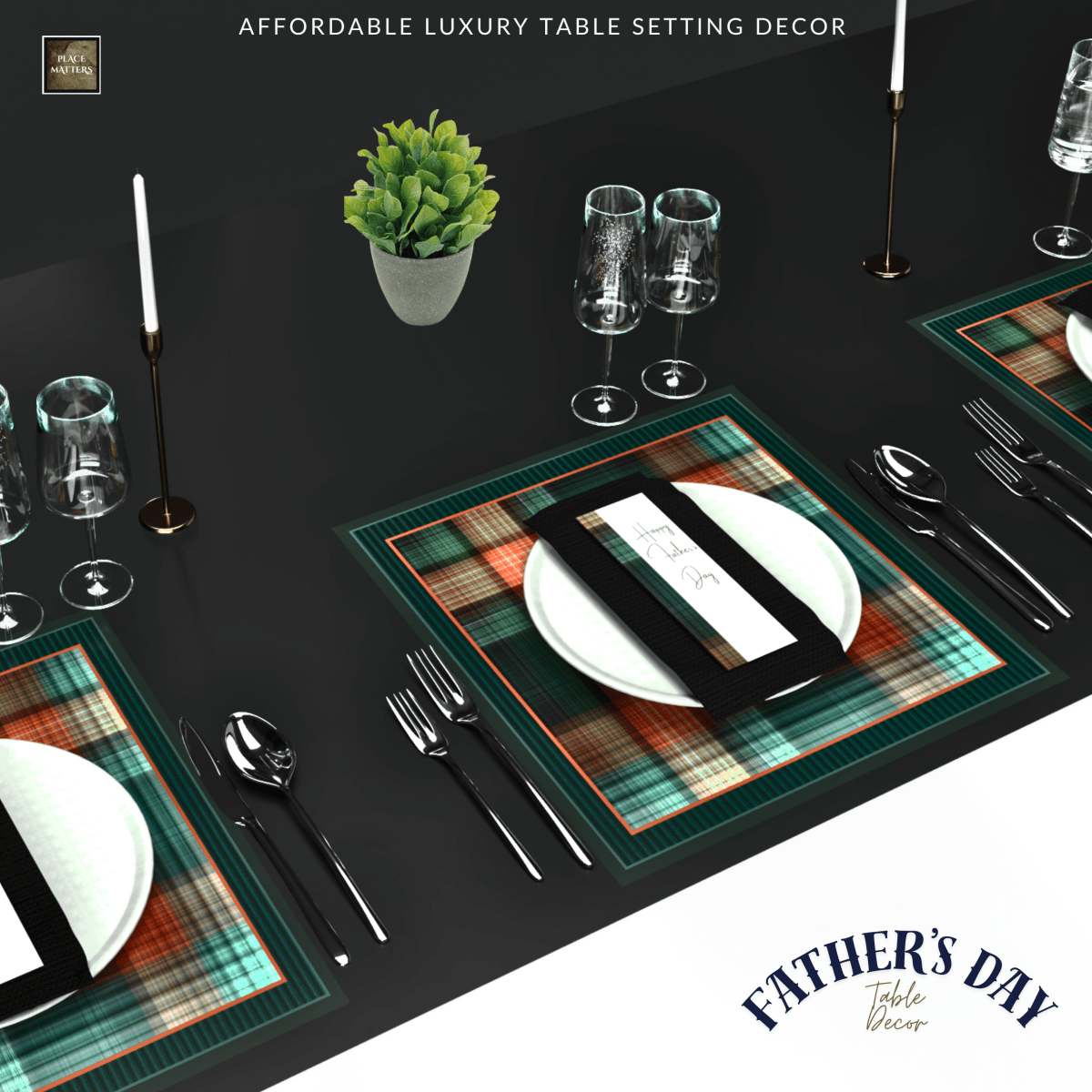 Tartan Design Square Placemats | Place Matters (Pack of 20) - Place Matters