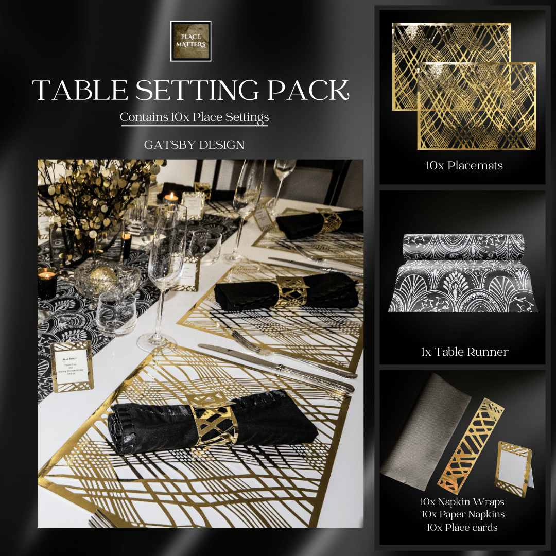 Gatsby Table Setting Pack for 10 with Runner - Place MattersTable Setting Packs with Table Runner