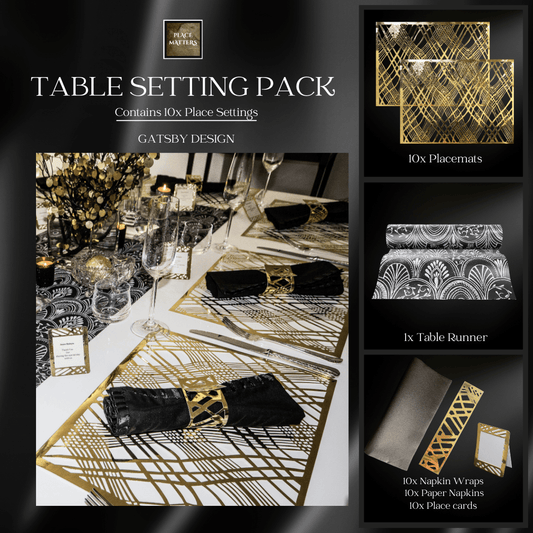 Gatsby Table Setting Pack for 10 with Runner - Place MattersTable Setting Packs with Table Runner