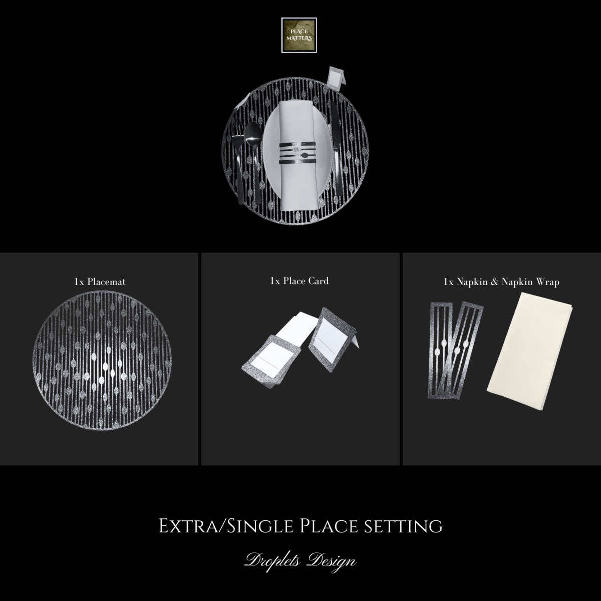Single Place Setting (Droplets Design) - Place MattersSingle - Place - Settings