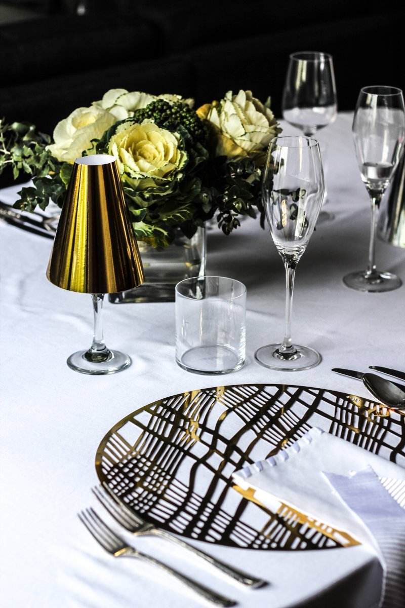 Gold Wine Glass Lamp Shades (Pack of 6) - Place Matters