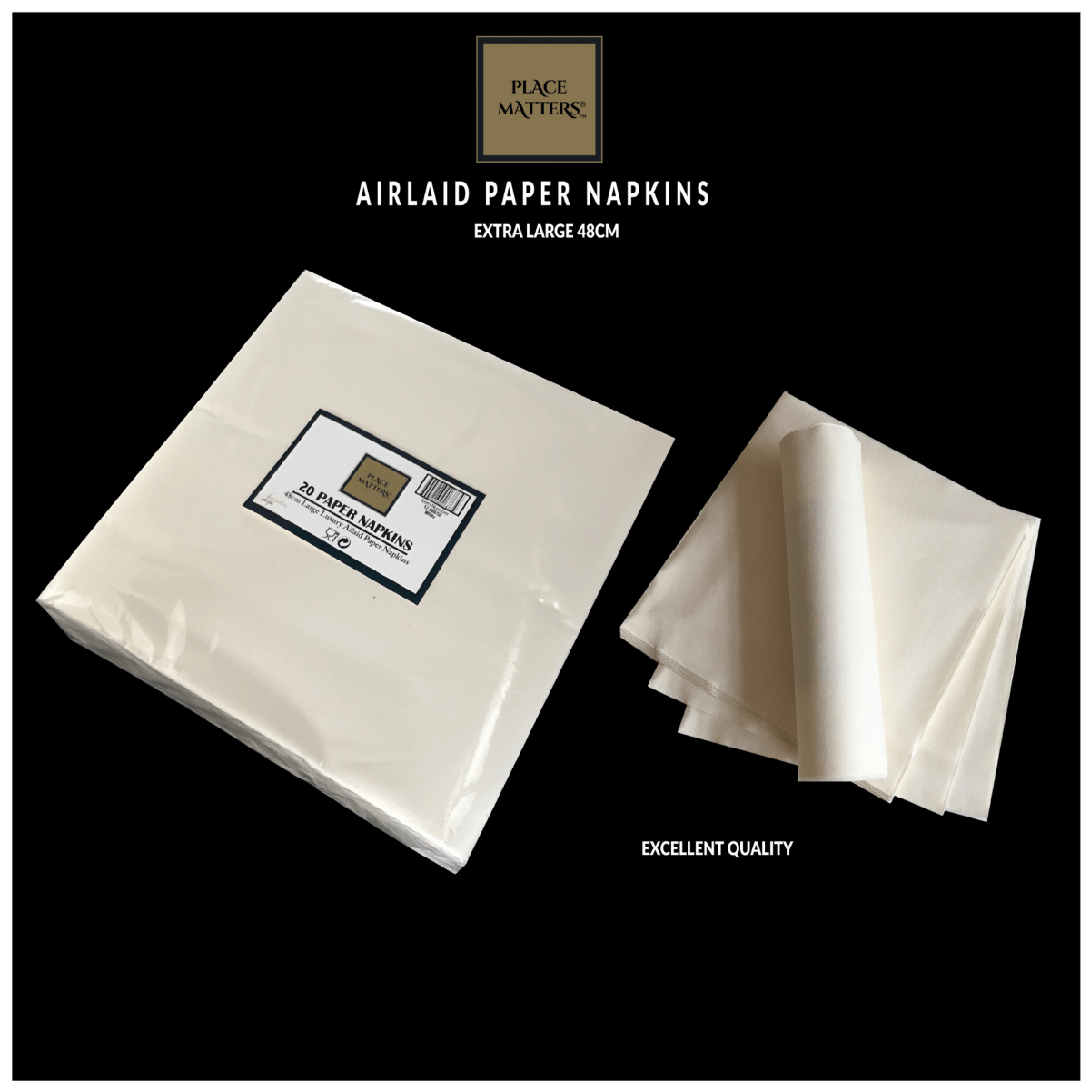 White Paper Napkins (Luxury Airlaid Paper) (Extra Large) - Place MattersNapkins