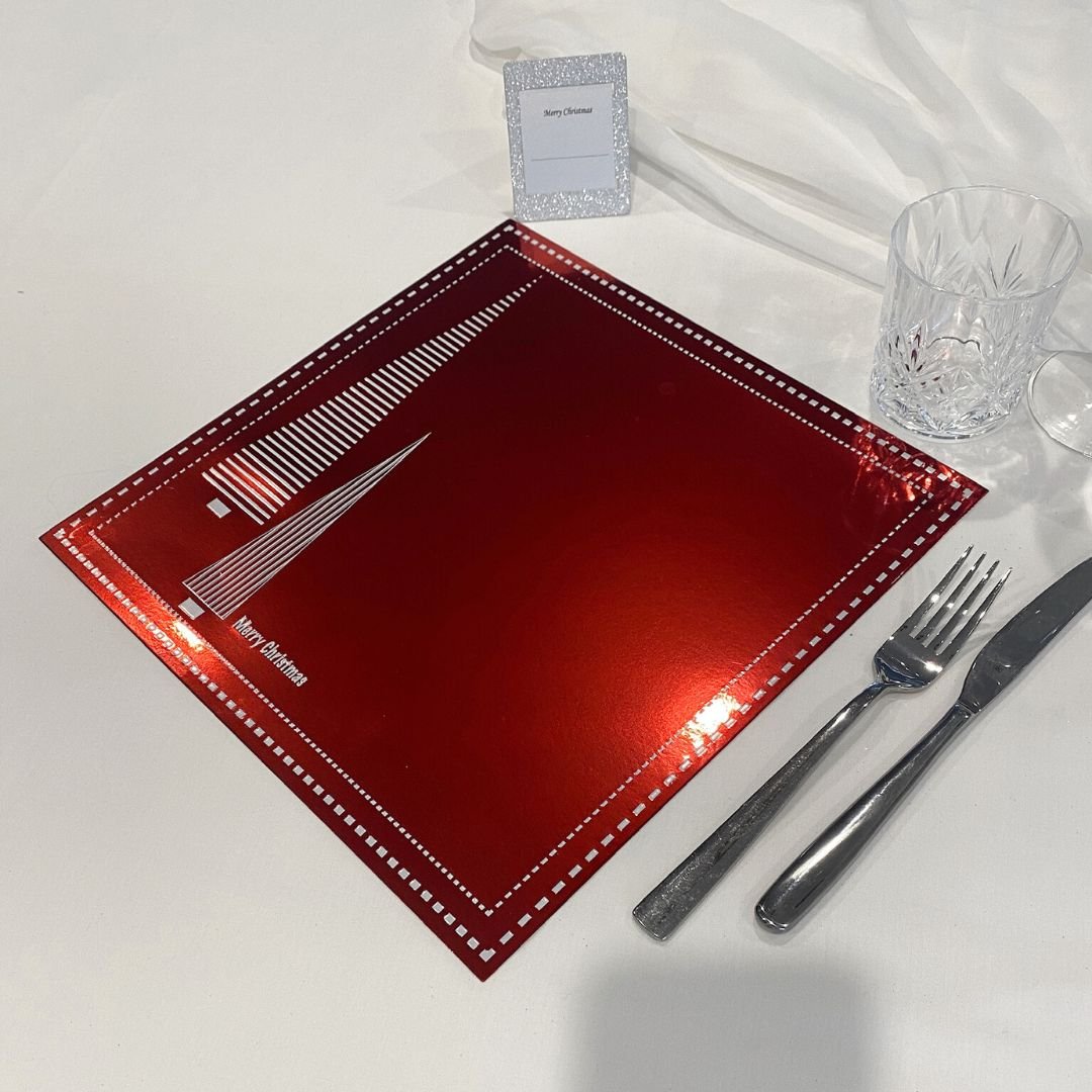 Red Christmas Placemats (Stripe Xmas Tree) Square - Place MattersChristmas Placemats