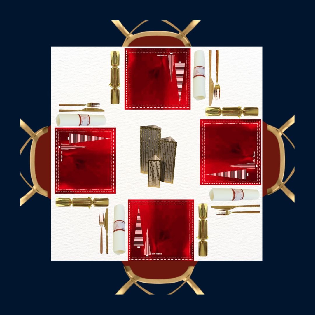 Red Christmas Placemats (Stripe Xmas Tree) Square - Place Matters