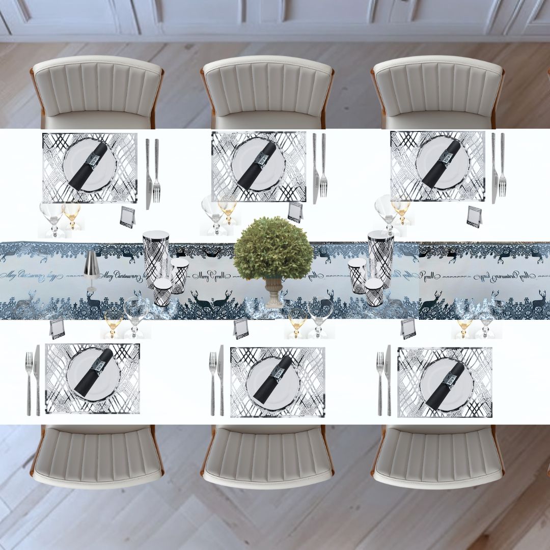 Christmas Table Setting Pack — Reindeer Weave Design with - Runner - Place MattersChristmas Table Setting Pack