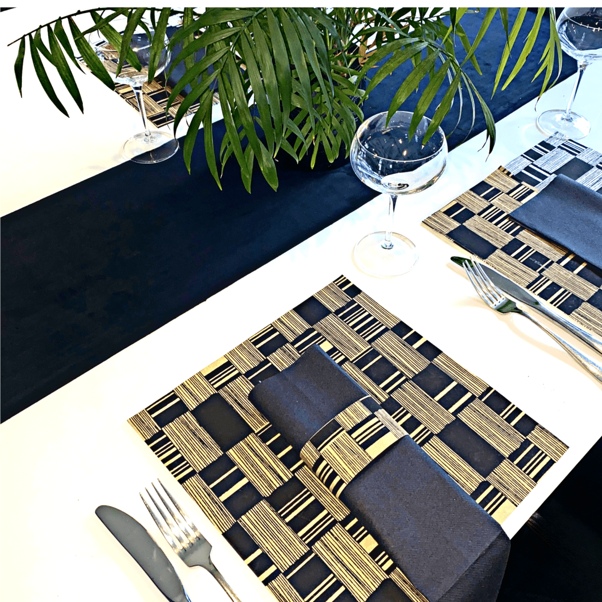 Black Table Setting Pack for 10 — + Table Runner - Place Matters