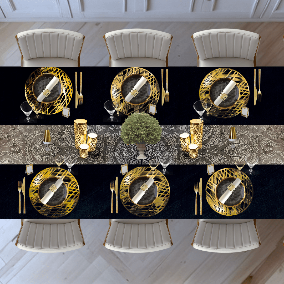 Table Setting Pack for 10 — Gatsby Velvet Weave Design - Place MattersTable Setting Packs with Table Runner