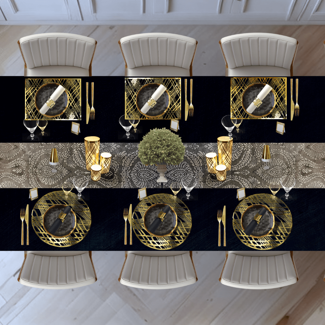 Table Setting Pack for 10 — Gatsby Velvet Weave Design - Place MattersTable Setting Packs with Table Runner