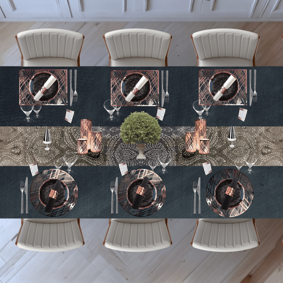 Table Setting Pack for 10 — Gatsby Velvet Weave Design - Place MattersTable Setting Packs with Table Runner