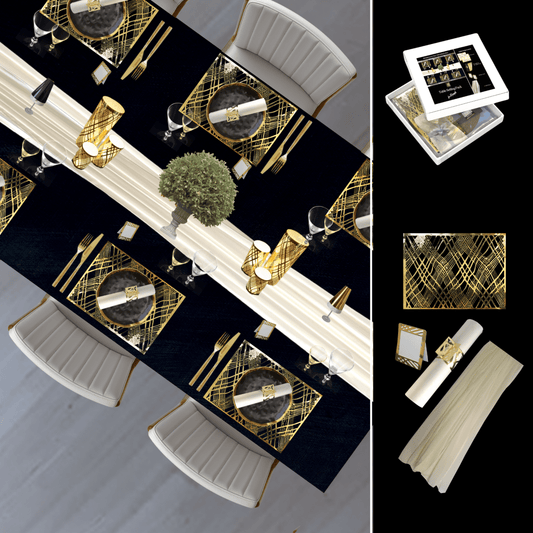 Table Setting Pack for 10 — Gatsby Chiffon Weave Design - Place MattersTable Setting Packs with Table Runner