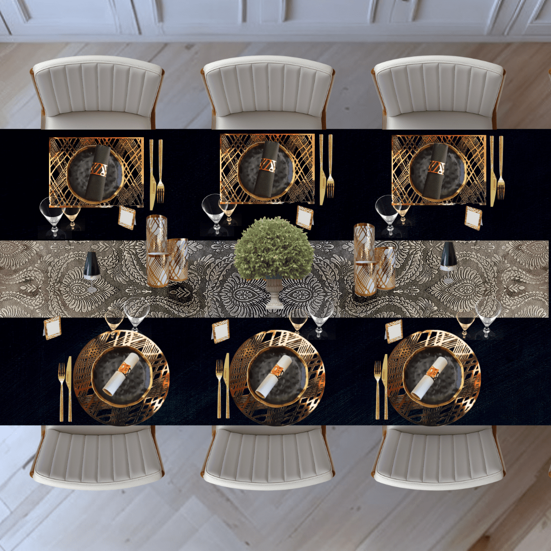 Table Setting Pack for 10 — Gatsby Velvet Weave Design - Place MattersTable Setting Packs with Table Runner