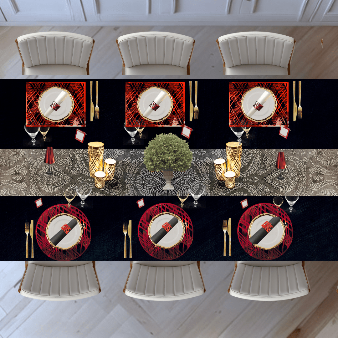 Table Setting Pack for 10 — Gatsby Velvet Weave Design - Place MattersTable Setting Packs with Table Runner