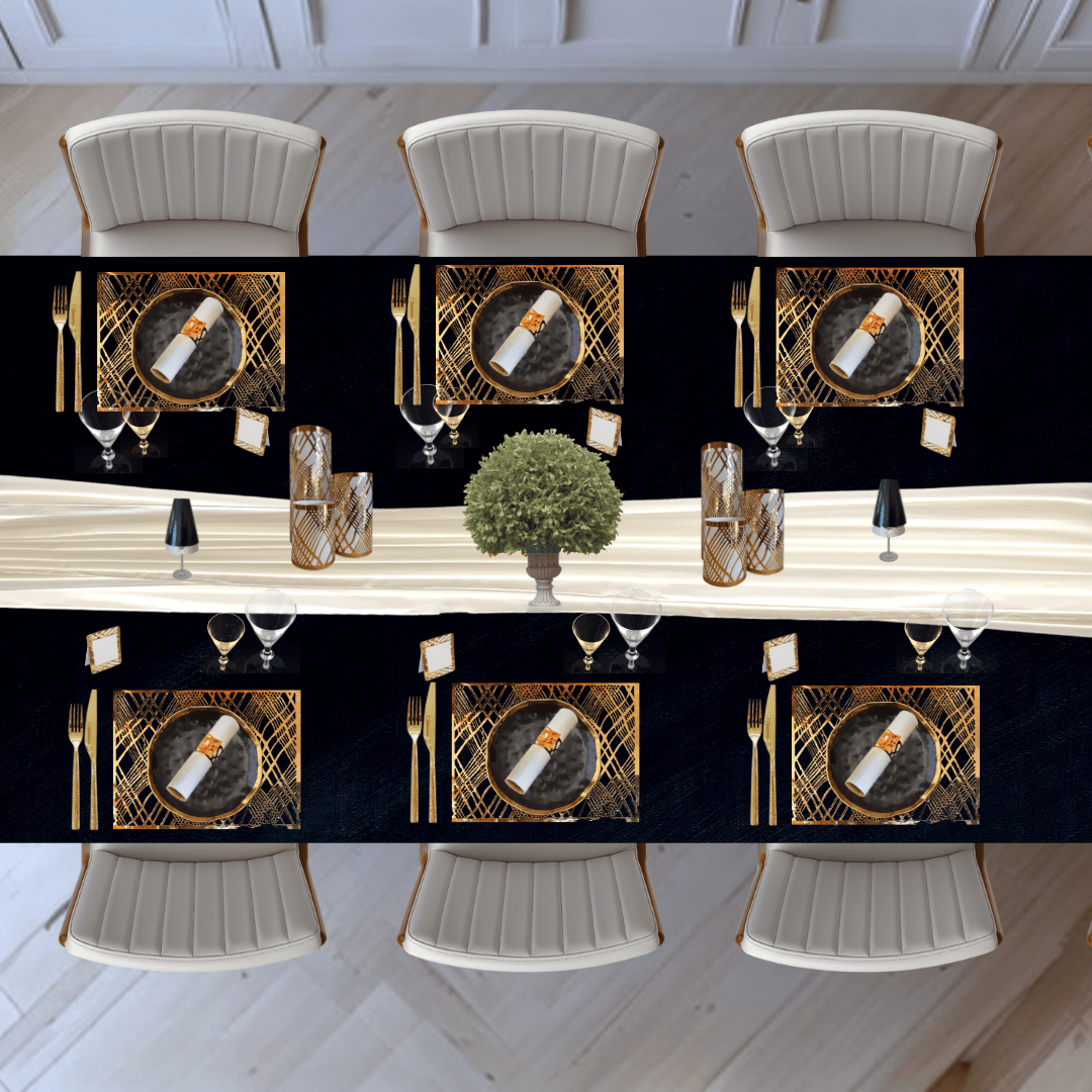 Table Setting Pack for 10 — Gatsby Chiffon Weave Design - Place MattersTable Setting Packs with Table Runner