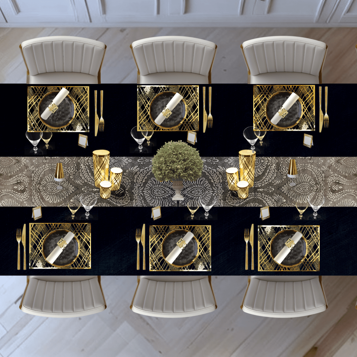 Table Setting Pack for 10 — Gatsby Velvet Weave Design - Place MattersTable Setting Packs with Table Runner