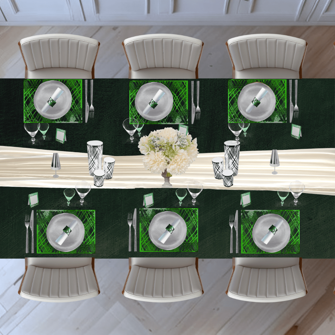 Table Setting Pack for 10 — Gatsby Chiffon Weave Design - Place MattersTable Setting Packs with Table Runner