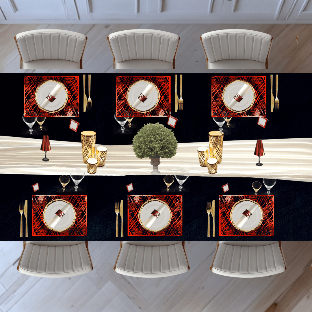 Table Setting Pack for 10 — Gatsby Chiffon Weave Design - Place MattersTable Setting Packs with Table Runner