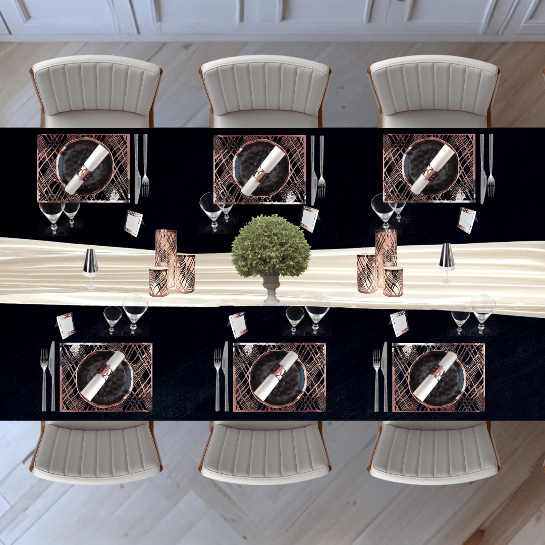 Table Setting Pack for 10 — Gatsby Chiffon Weave Design - Place MattersTable Setting Packs with Table Runner