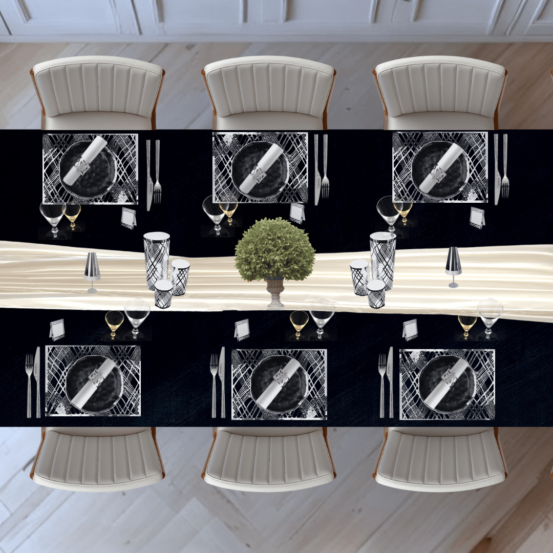 Table Setting Pack for 10 — Gatsby Chiffon Weave Design - Place MattersTable Setting Packs with Table Runner