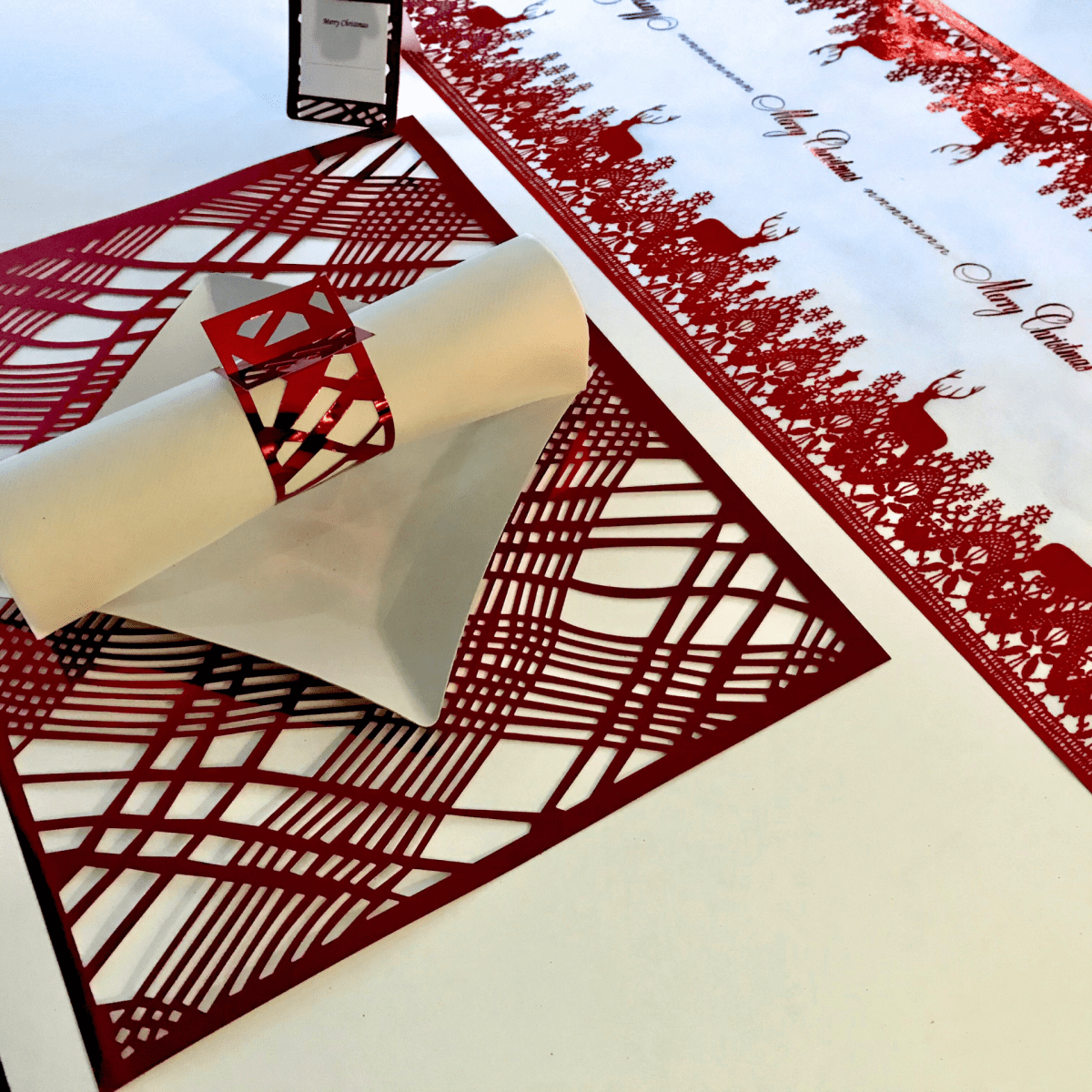 Christmas Table Setting Pack — Reindeer Weave Design with - Runner - Place MattersChristmas Table Setting Pack