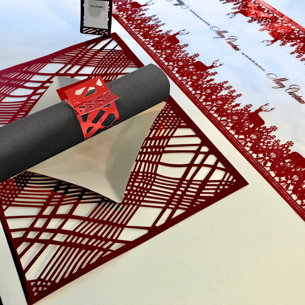 Christmas Table Setting Pack — Reindeer Weave Design with - Runner - Place MattersChristmas Table Setting Pack