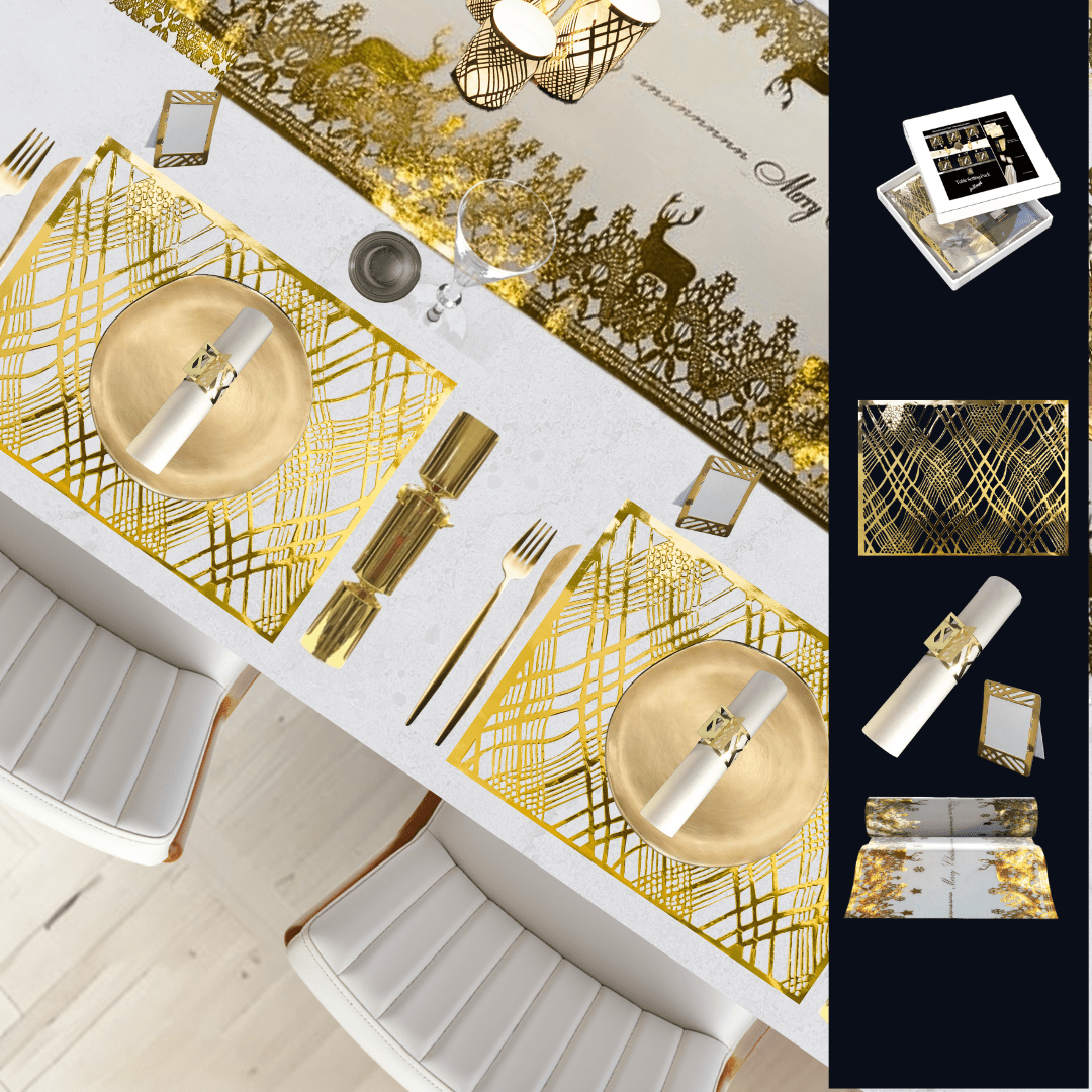 Christmas Table Setting Pack — Reindeer Weave Design with - Runner - Place MattersChristmas Table Setting Pack