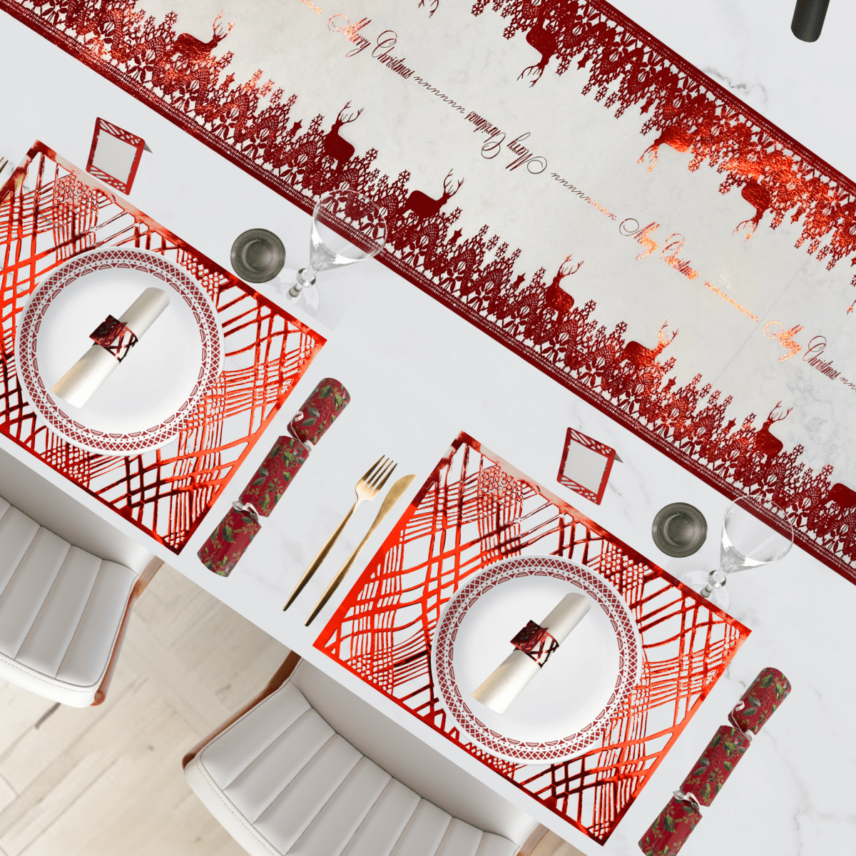 Christmas Table Setting Pack — Reindeer Weave Design with - Runner - Place MattersChristmas Table Setting Pack