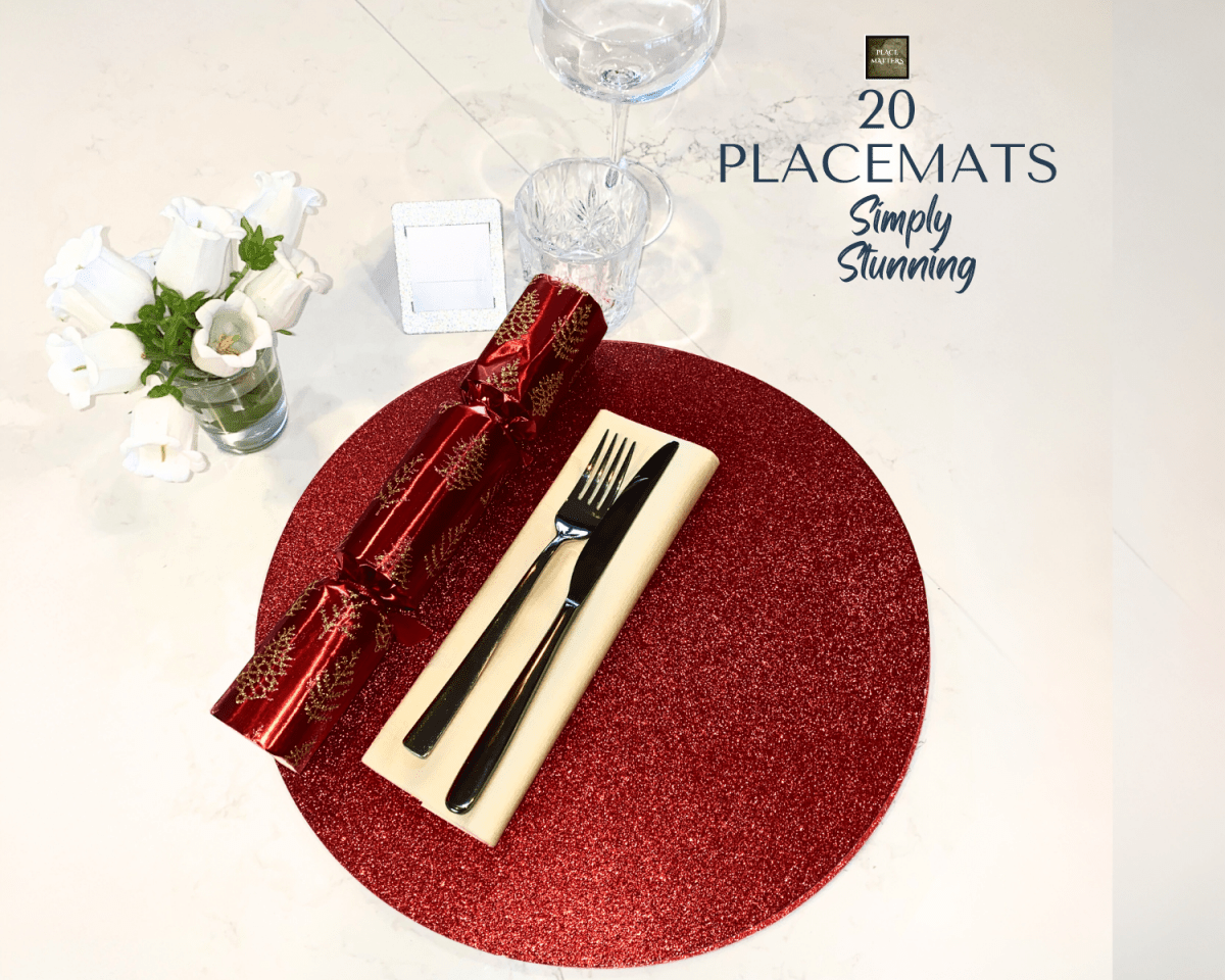 Gold Glitter Design Round Placemats | Place Matters (Pack of 20) - Place Matters