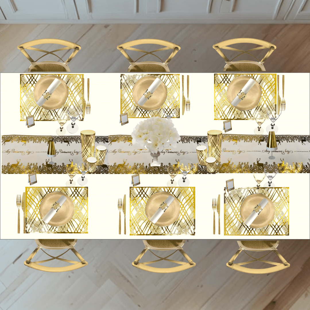 Christmas Table Setting Pack — Reindeer Weave Design with - Runner - Place MattersChristmas Table Setting Pack