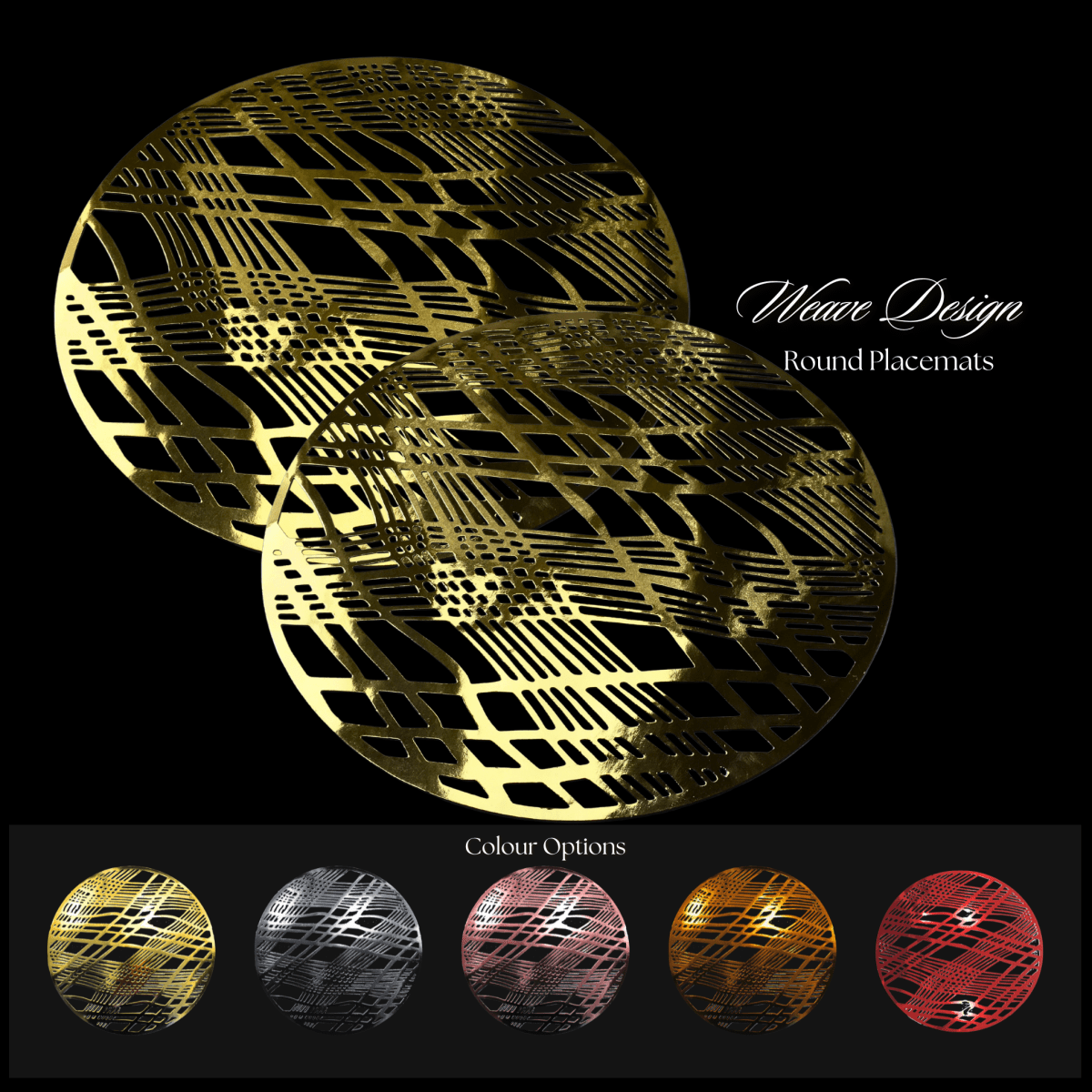 Gold Round Placemats – Weave Design | Place Matters (Pack of 20) - Place Matters