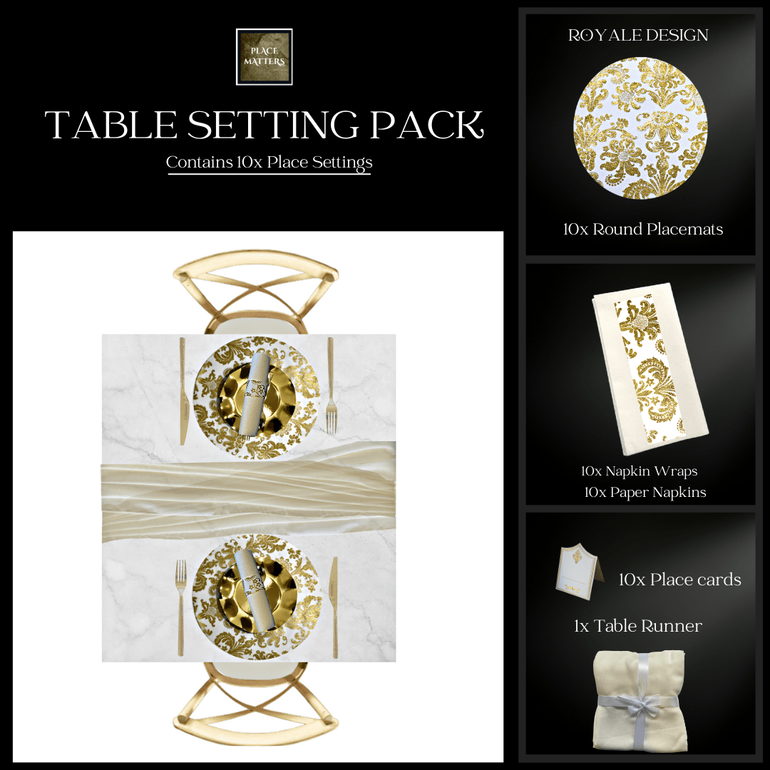 Table Setting Pack for 10 - Royale Design - Place MattersTable Setting Packs with Table Runner