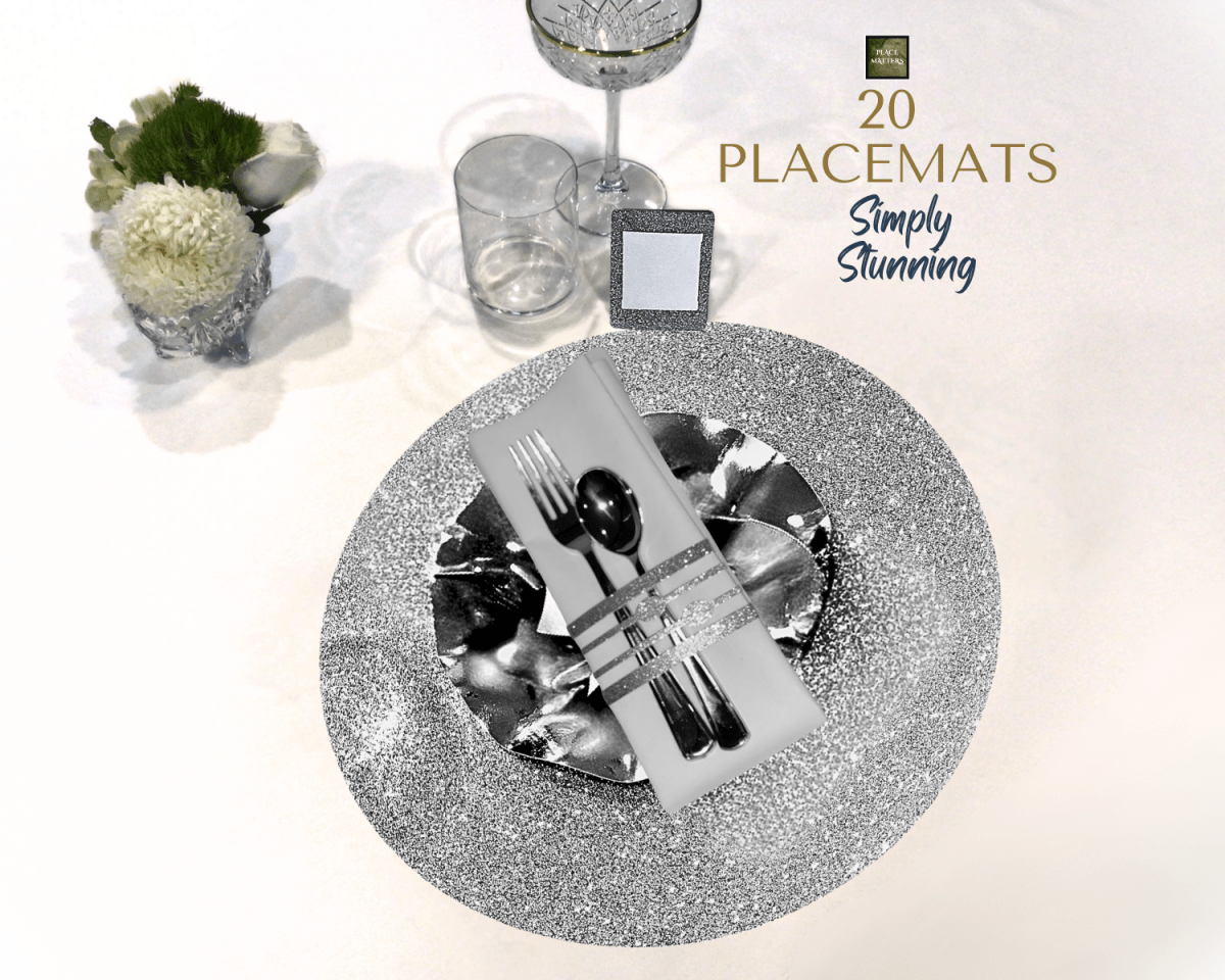 Gold Glitter Design Round Placemats | Place Matters (Pack of 20) - Place Matters