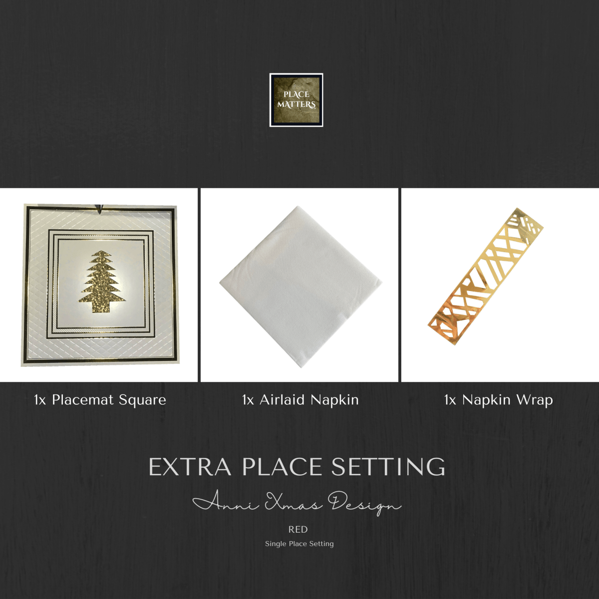 Single Place Setting (Anni Christmas Design) - Place MattersSingle Place Setting (Christmas)