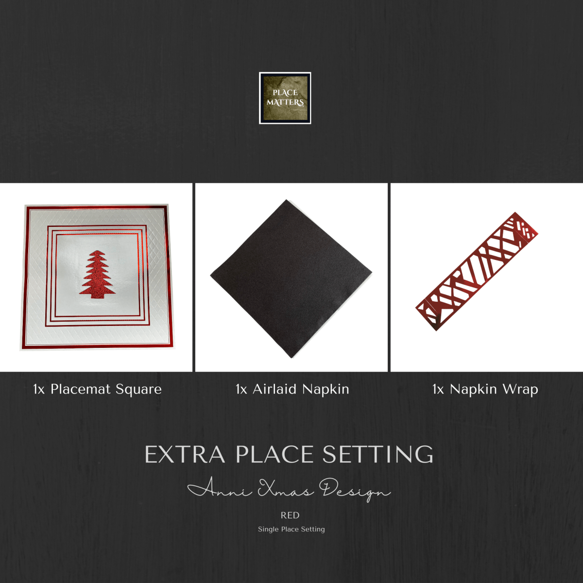 Single Place Setting (Anni Christmas Design) - Place MattersSingle Place Setting (Christmas)