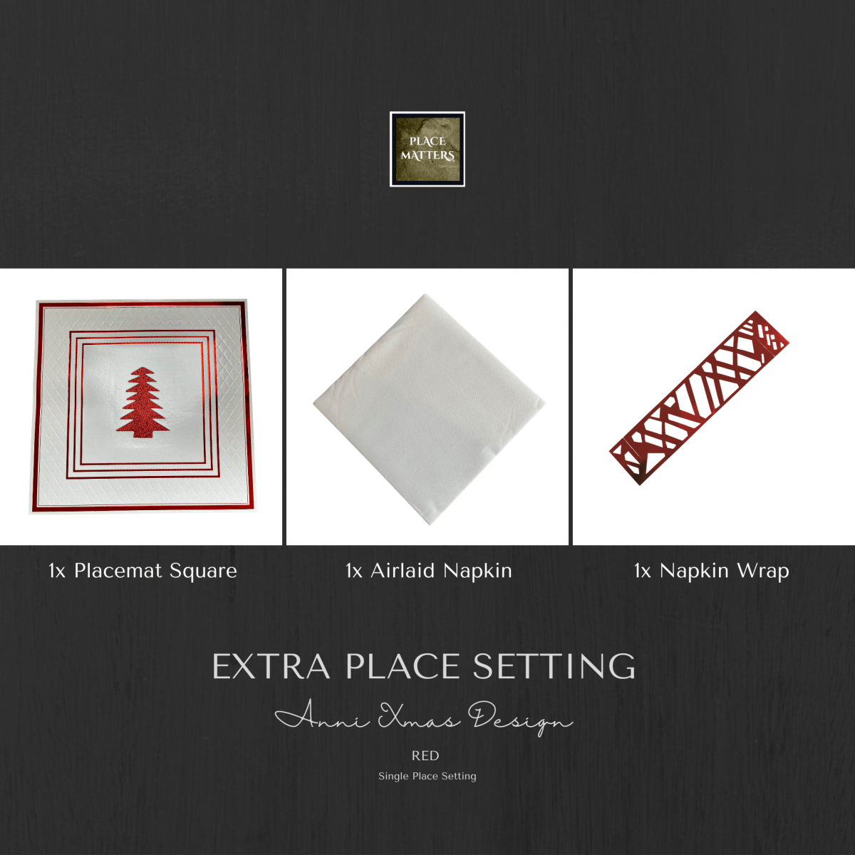 Single Place Setting (Anni Christmas Design) - Place MattersSingle Place Setting (Christmas)