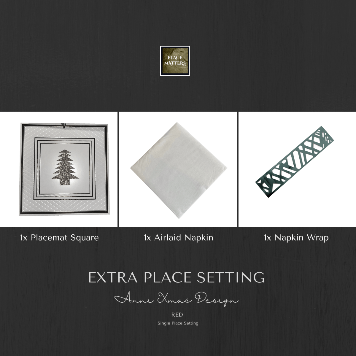 Single Place Setting (Anni Christmas Design) - Place MattersSingle Place Setting (Christmas)