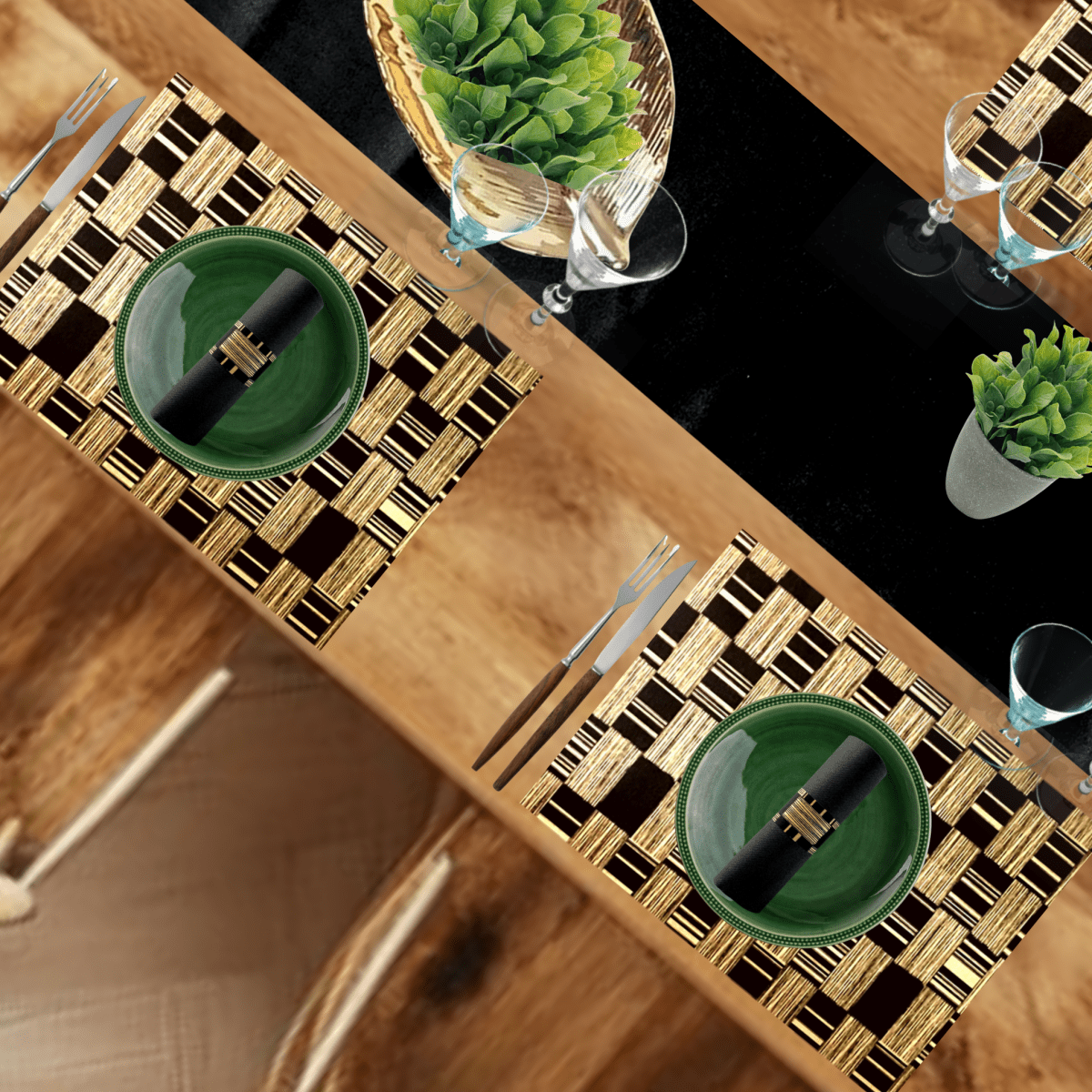 Black Table Setting Pack for 10 — + Table Runner - Place Matters