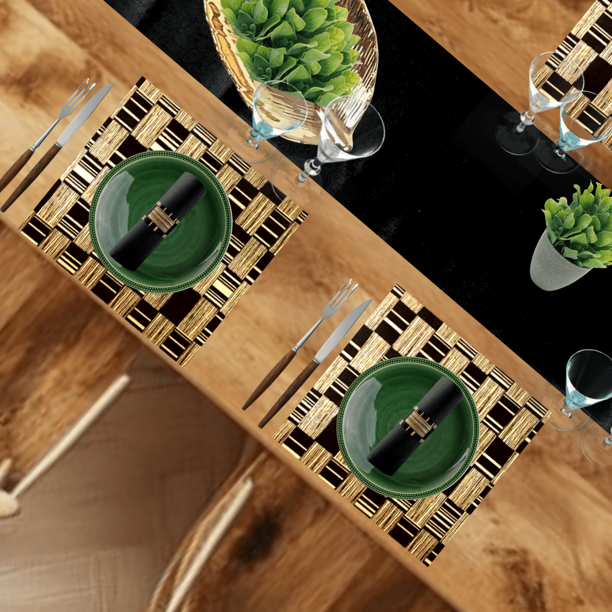 Black Table Setting Pack for 10 — + Table Runner - Place Matters