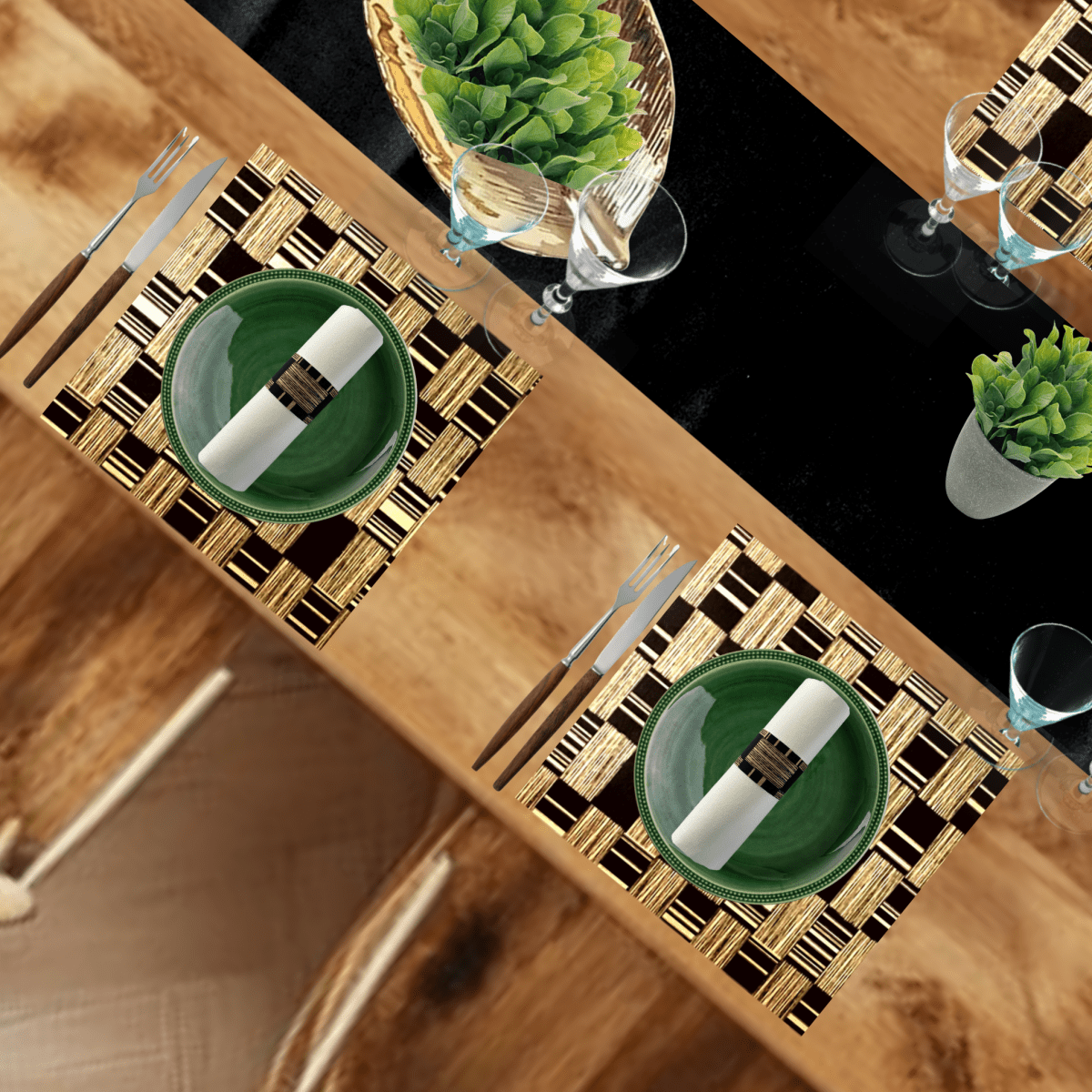 Black Table Setting Pack for 10 — + Table Runner - Place Matters