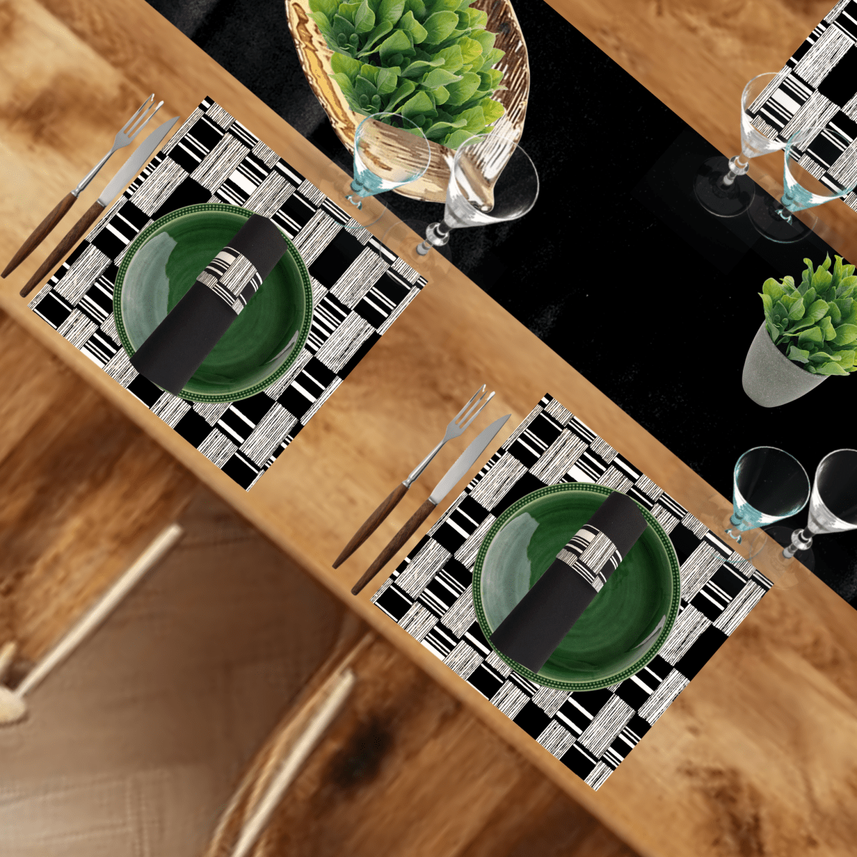 Black Table Setting Pack for 10 — + Table Runner - Place Matters